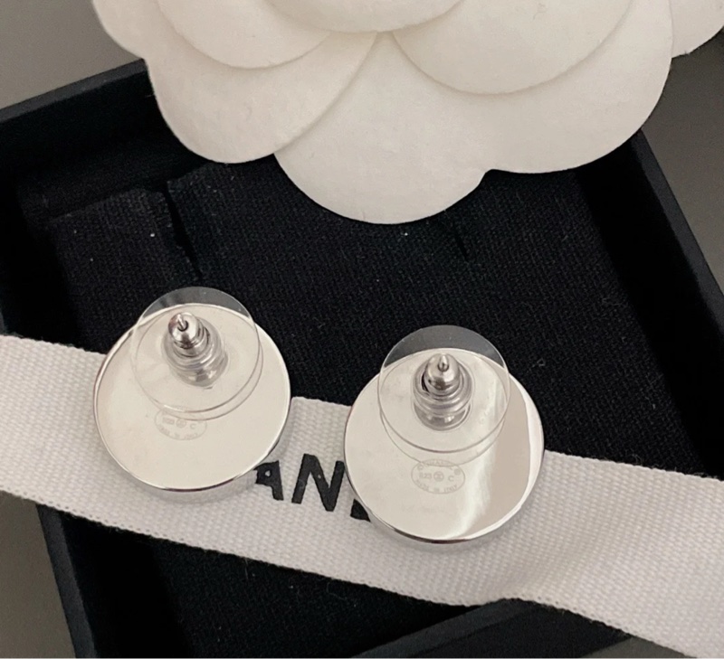 Chanel 香奈兒 黑色圓形琺瑯CC LOGO 耳釘 經典 雙C 針式耳環-2