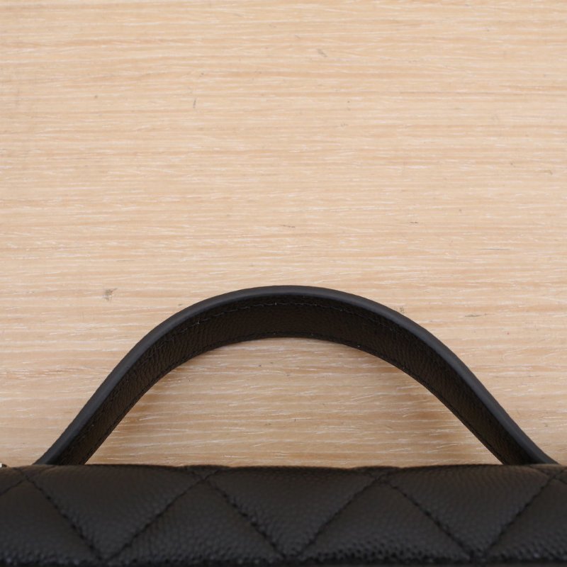 CHANEL 黑色荔枝牛皮鐳射標銀扣25BLp盒子包星星鑽皮手柄肩背包-2