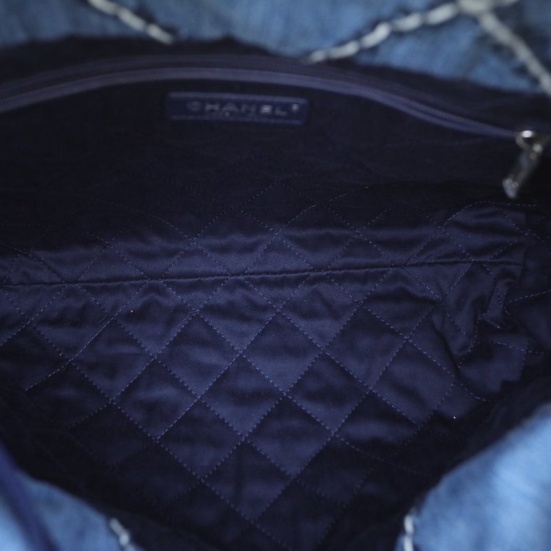 CHANEL 22BagTote托特包小號30藍色牛仔晶片開銀扣肩背包-3