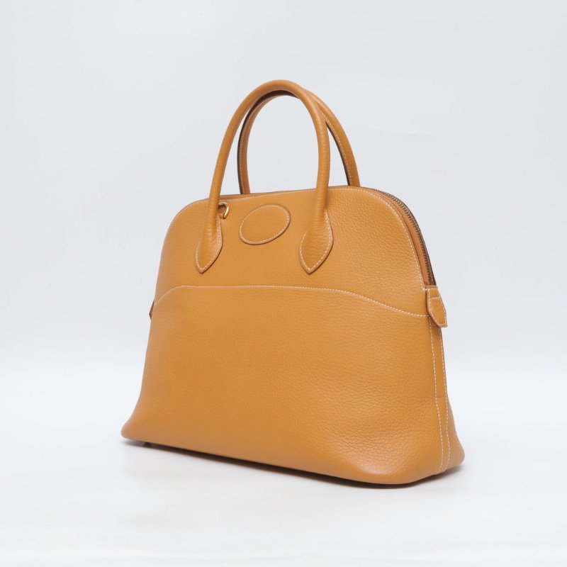 HERMES Bolide保齡球包351H太妃金Buffalo阿登皮圈W金扣肩背包-2