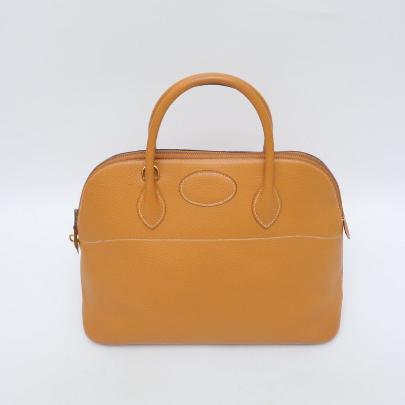 HERMES Bolide保齡球包351H太妃金Buffalo阿登皮圈W金扣肩背包-4