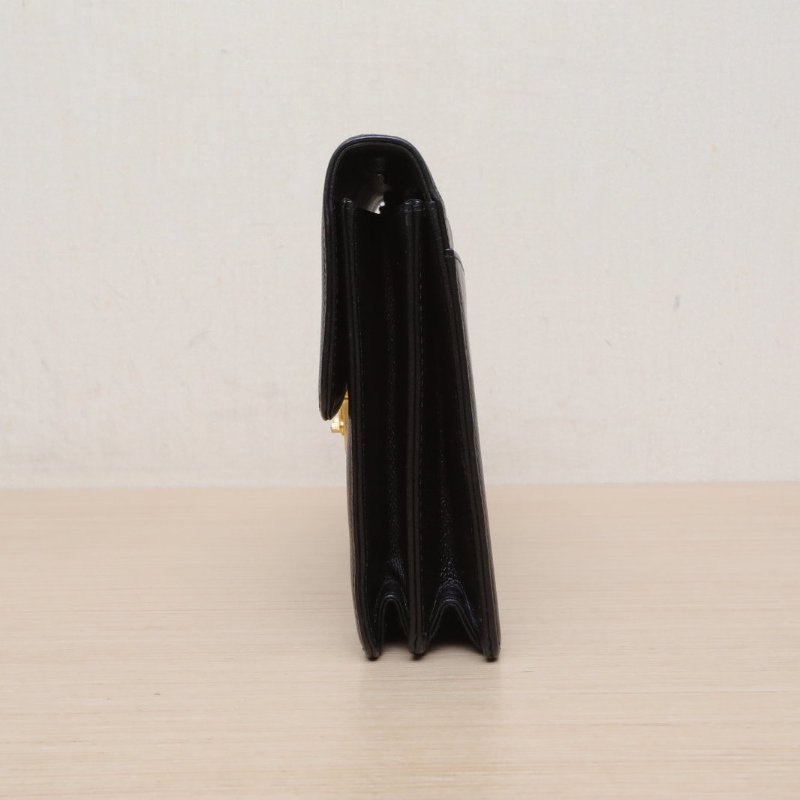 SAINT LAURENT 黑色牛皮中古手拿包肩背包-4