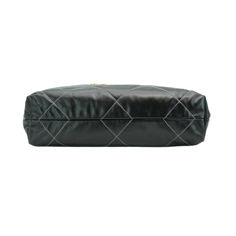 Chanel 展示品 22 Bag 金logo菱格白線牛皮小號肩背包(AS3260-黑)-3