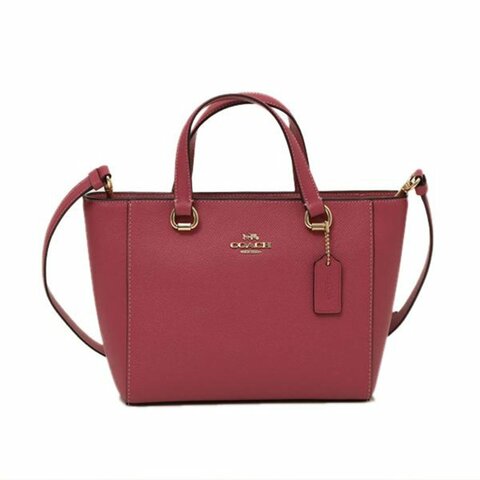 【COACH】質感皮革托特包-莓粉色