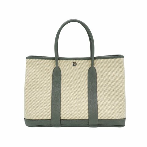 Hermes Garden Party 30 帆布手提花園包(8F錫器灰/米白)