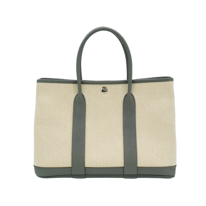 Hermes Garden Party 30 帆布手提花園包(8F錫器灰/米白)-0