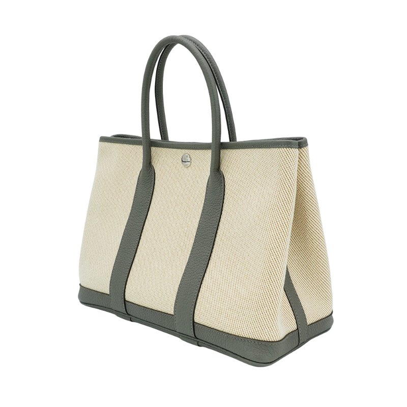Hermes Garden Party 30 帆布手提花園包(8F錫器灰/米白)-1