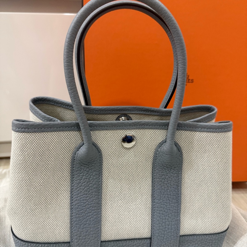 💖Hermes 迷你花園包 mini garden party💖 冰川藍 全新-0