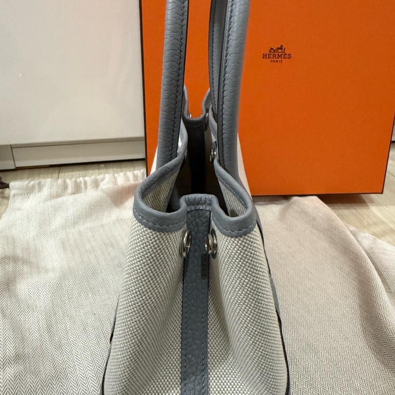 💖Hermes 迷你花園包 mini garden party💖 冰川藍 全新-4