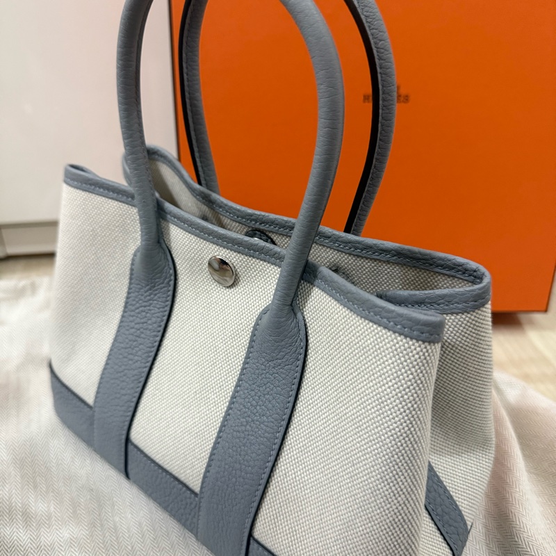 💖Hermes 迷你花園包 mini garden party💖 冰川藍 全新-5