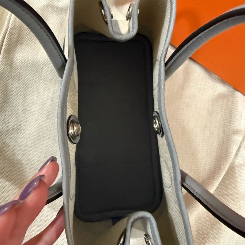 💖Hermes 迷你花園包 mini garden party💖 冰川藍 全新-6