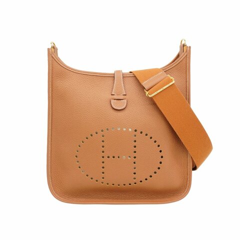 Hermes Evelyne 29 牛皮金釦斜背包(金棕)