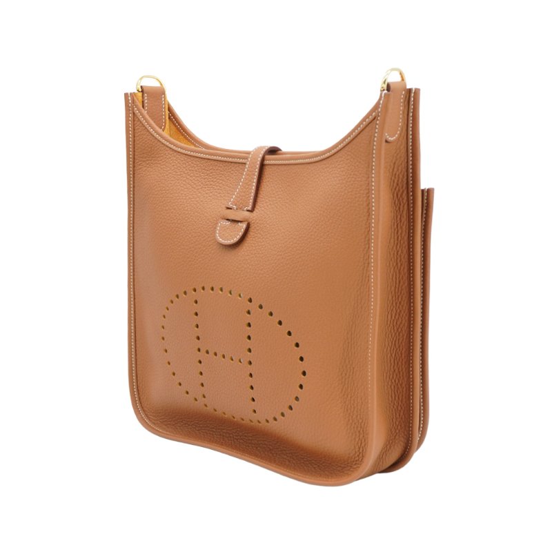 Hermes Evelyne 29 牛皮金釦斜背包(金棕)-1
