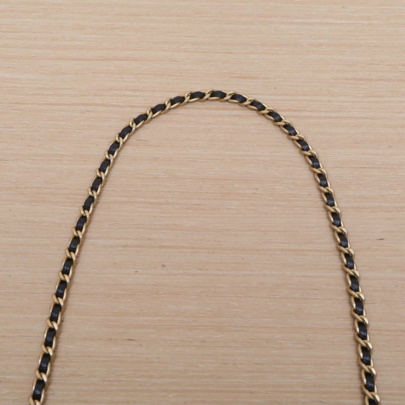 CHANEL 黑色荔枝牛皮鐳射標金扣24ACF手柄LOGO皮穿鏈hobo飯盒包鏈條包肩背包-2