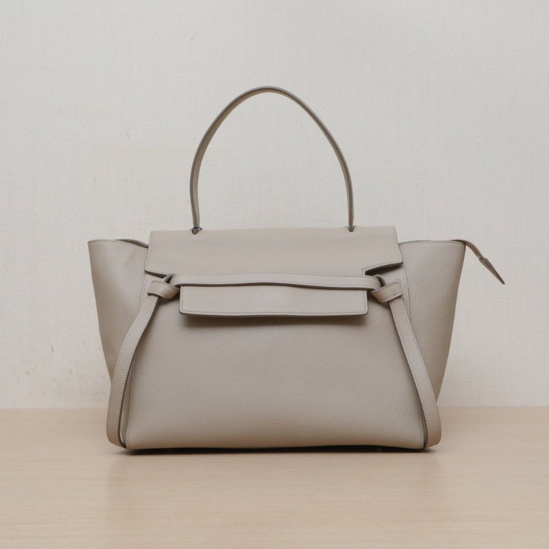 CELINE 奶茶色牛皮金扣Belt鯰魚包大號肩背包-1