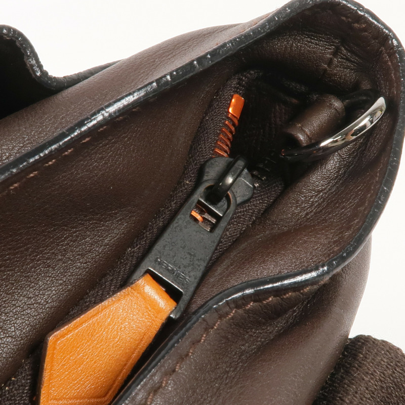 HERMES Swift皮革Vintage 2 Way Bag銀扣手挽肩背兩用袋-9