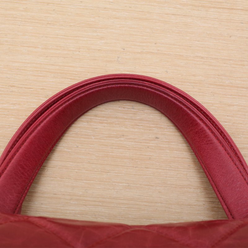 CHANEL 紅色牛皮15開銀扣孟買系列leboy扣手提鏈條包36肩背包-2