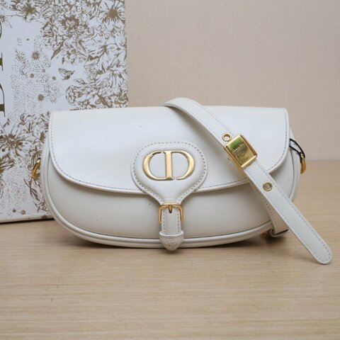 DIOR DiorBobbyEast-West21白色牛皮金扣肩背包