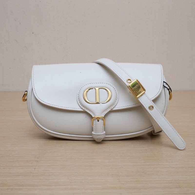 DIOR DiorBobbyEast-West21白色牛皮金扣肩背包-1