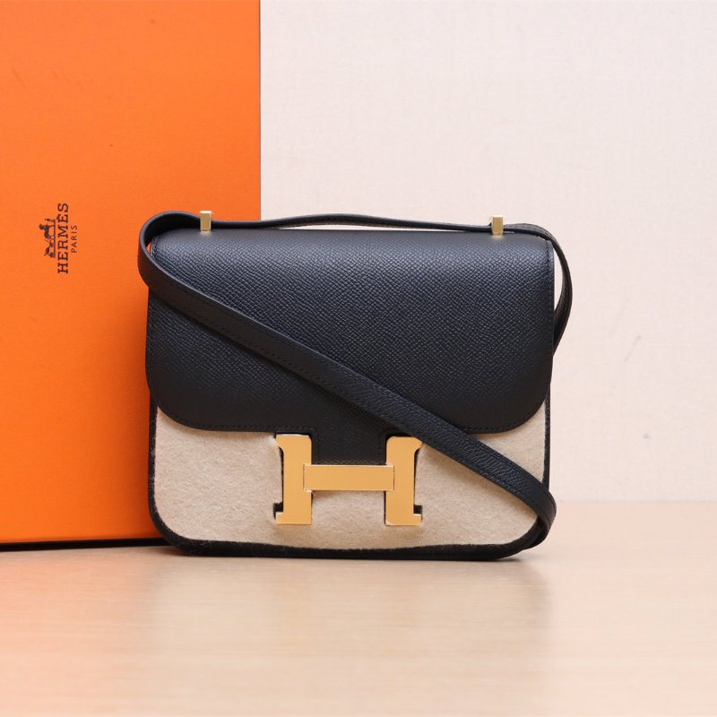 HERMES Constance康康1989黑色Epsom皮K2025金扣肩背包-0