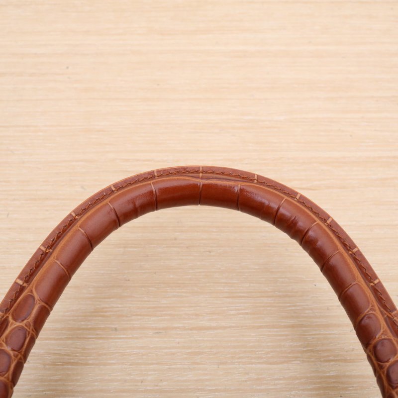 BALENCIAGA Hourglass沙漏M碼鱷魚壓紋褐色牛皮肩背包-2