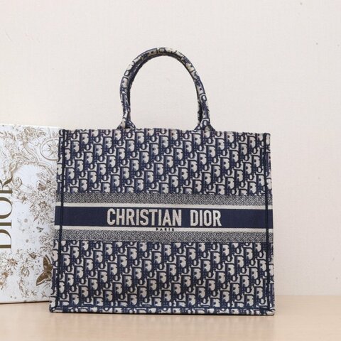 DIOR BookTote大號42墨藍色帆布無2019肩背包