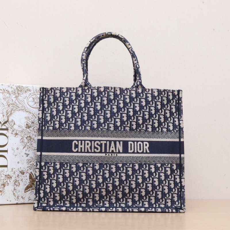 DIOR BookTote大號42墨藍色帆布無2019肩背包-0