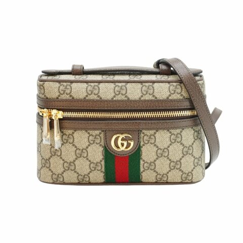 Gucci Ophidia 帆布手提兩用斜背化妝包(816357-烏木)