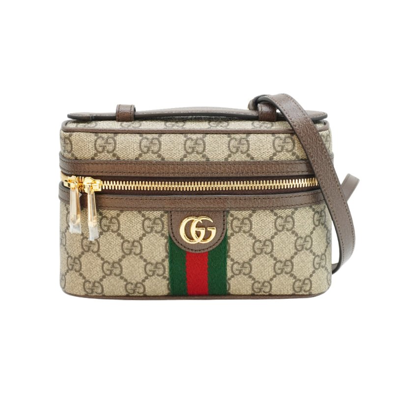 Gucci Ophidia 帆布手提兩用斜背化妝包(816357-烏木)-0