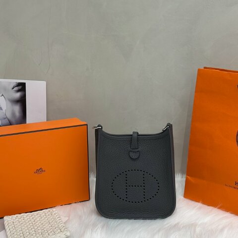 HERMES Mini evelyne - 石板灰銀 W