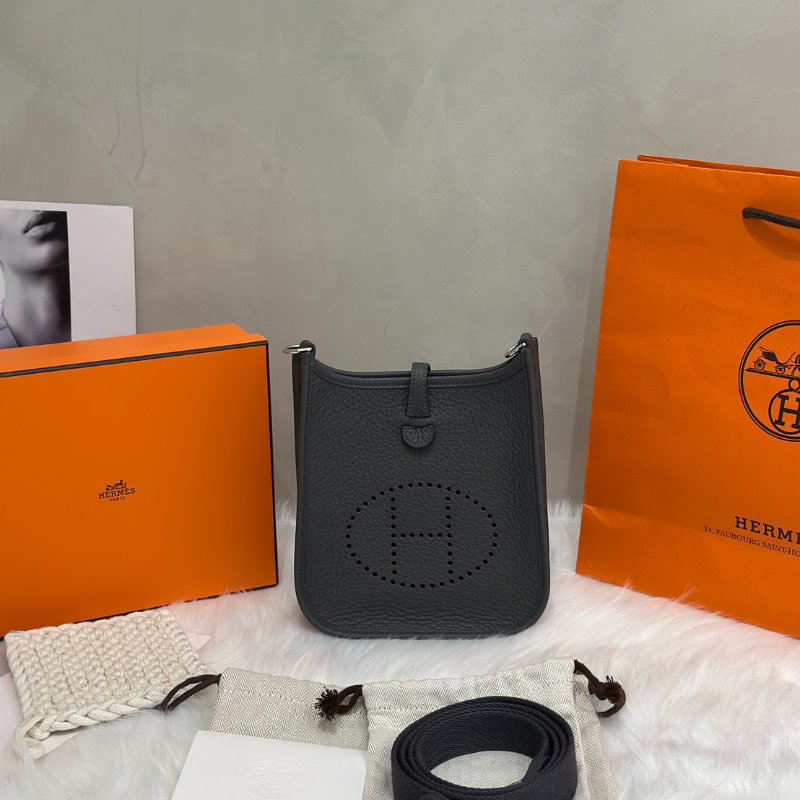 HERMES Mini evelyne - 石板灰銀 W-6