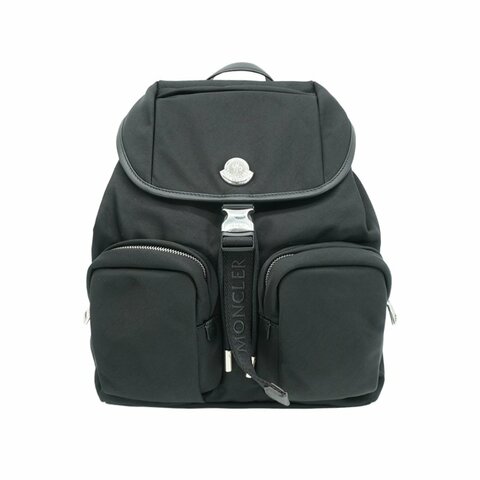 Moncler 尼龍壓釦雙口袋束口後背包(黑)