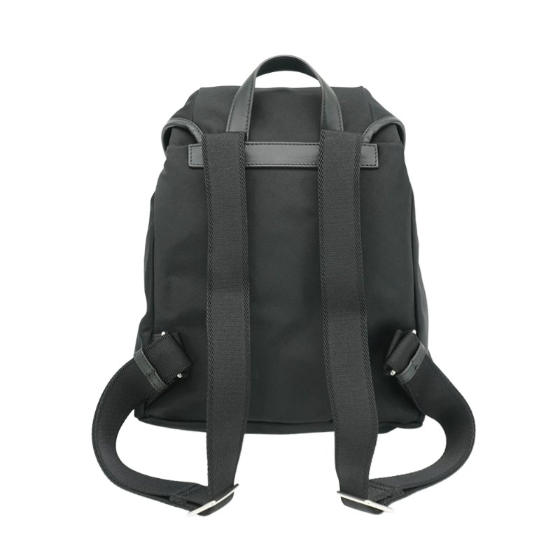 Moncler 尼龍壓釦雙口袋束口後背包(黑)-2