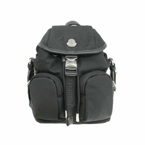 Moncler 尼龍壓釦雙口袋迷你斜背包(黑)