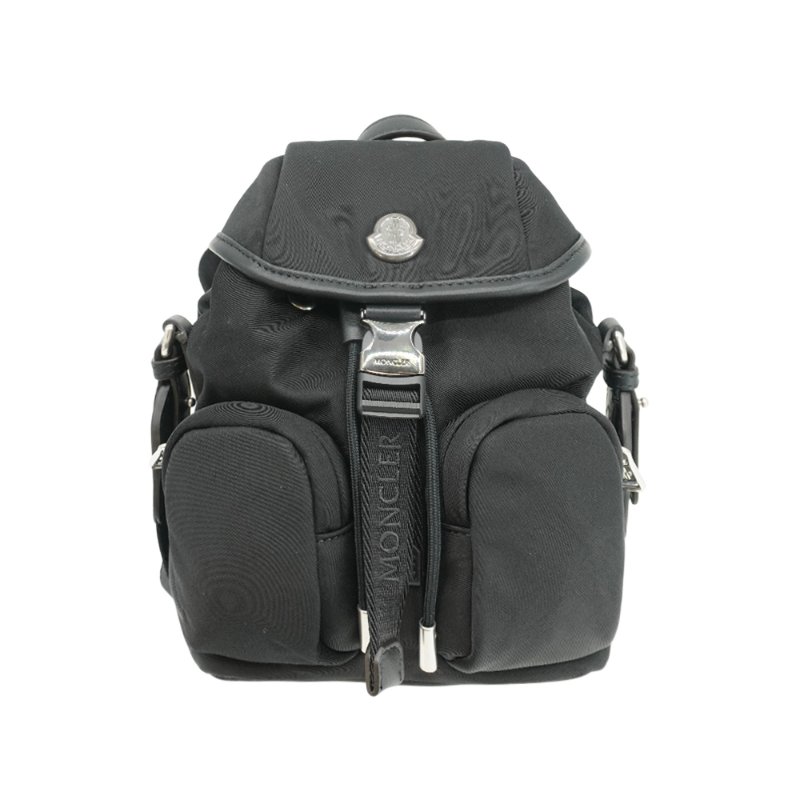 Moncler 尼龍壓釦雙口袋迷你斜背包(黑)-1