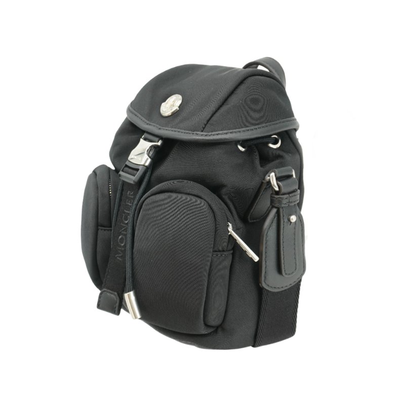 Moncler 尼龍壓釦雙口袋迷你斜背包(黑)-2