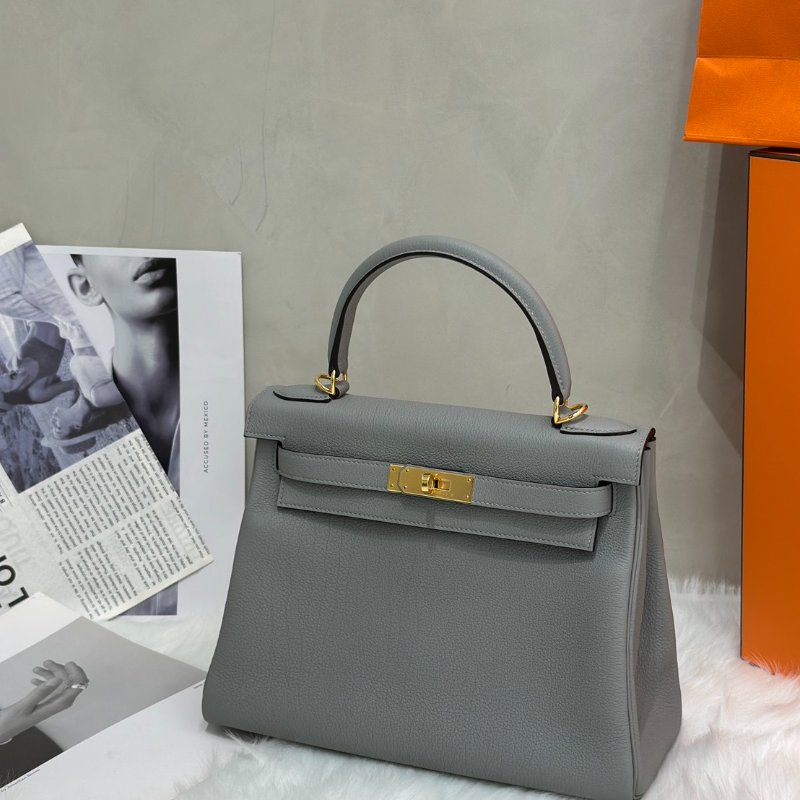 HERMES Kelly 28 - 海鷗灰金 W-3