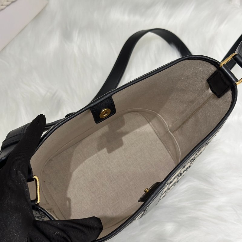 CELINE 刺繡凱旋帆布水桶包 - 小號黑-5