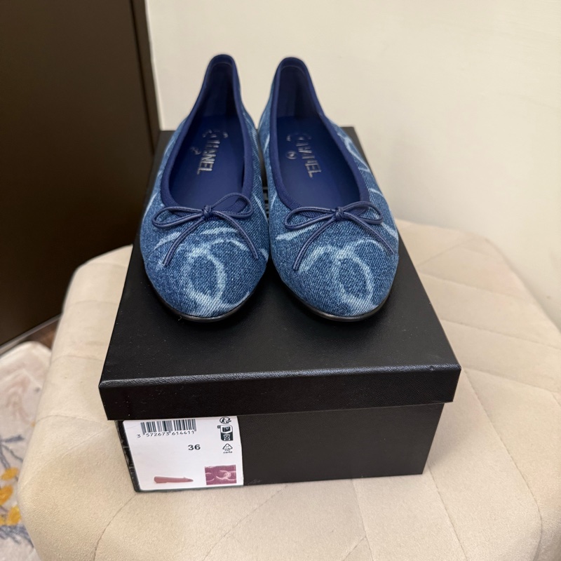 Chanel牛仔平底娃娃鞋 全新專櫃購入 尺吋36-1