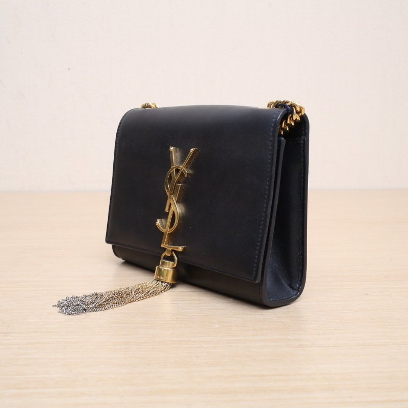 SAINT LAURENT KATEMini流蘇黑色牛皮金扣肩背包-4