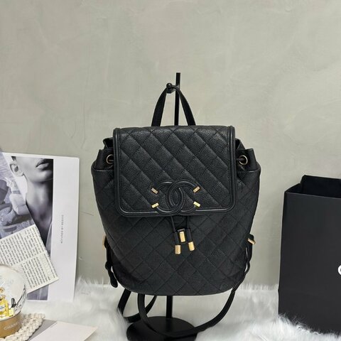 CHANEL Vanity case雙肩後背包 - 黑金26開