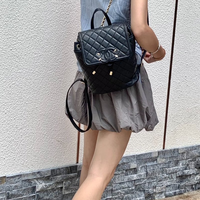 CHANEL Vanity case雙肩後背包 - 黑金26開-8