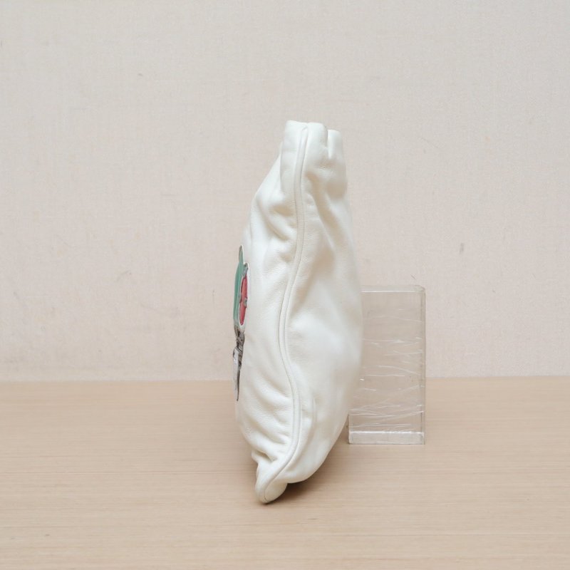 PRADA 白色羊皮手拿包肩背包-3