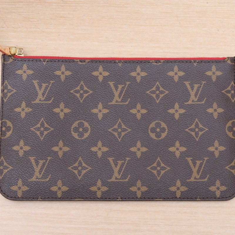 LOUIS VUITTON Neverfull中號31配子袋紅色內裏老花PVC金扣2016肩背包-2