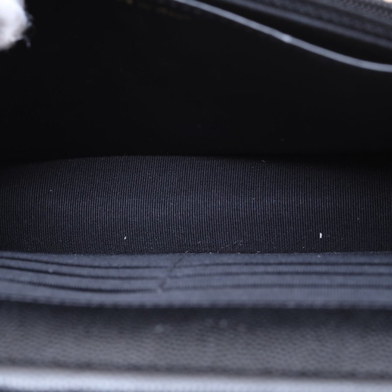 CHANEL CFWOC19黑色荔枝牛皮晶片開金扣包包掛飾皮穿鏈肩背包-2