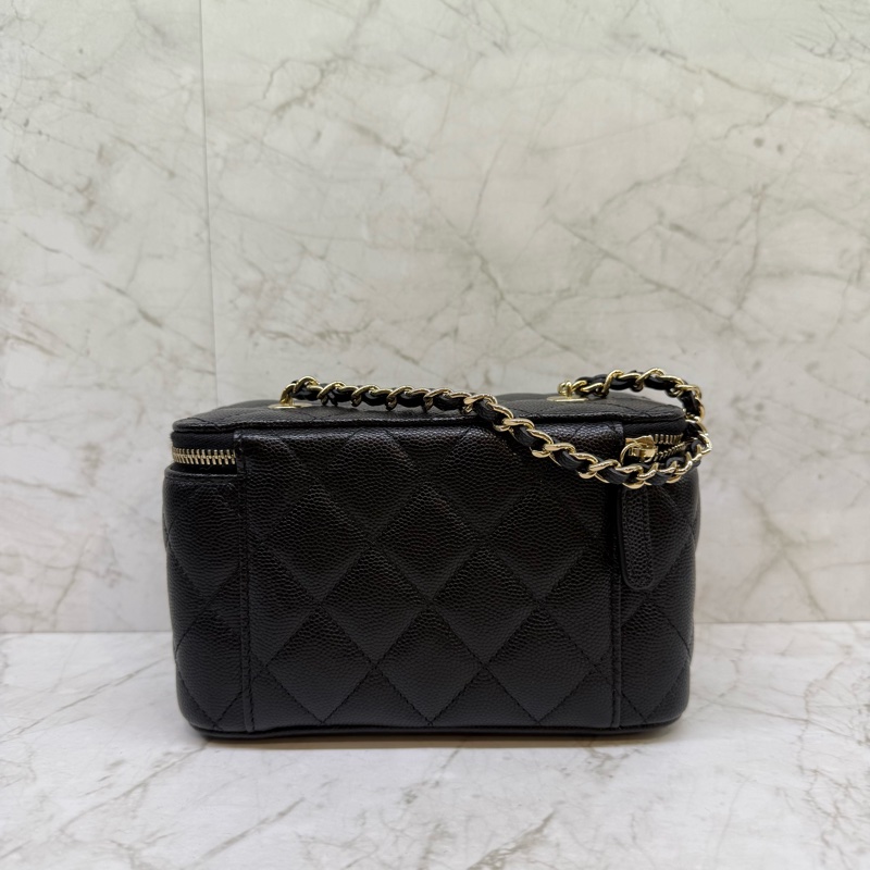 CHANEL黑淡金長盒子鍊條包/32-1