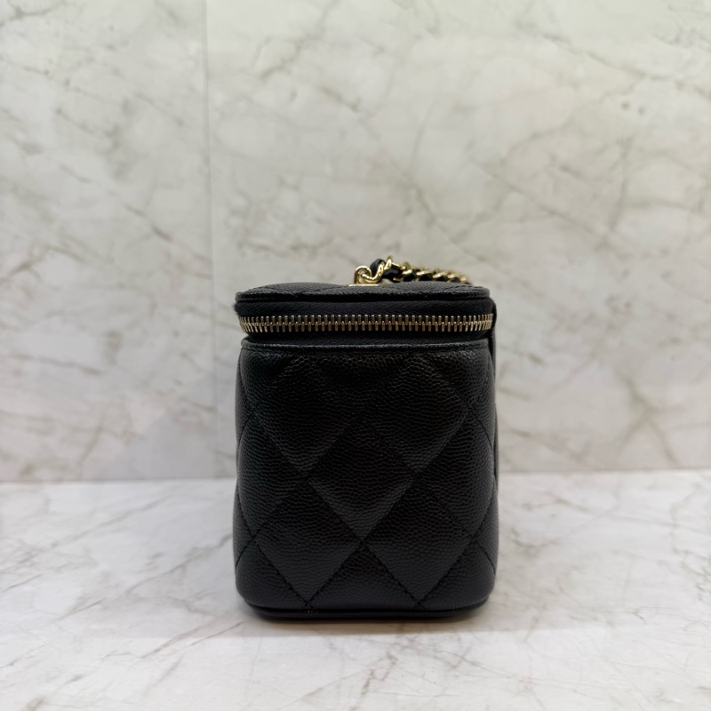 CHANEL黑淡金長盒子鍊條包/32-2