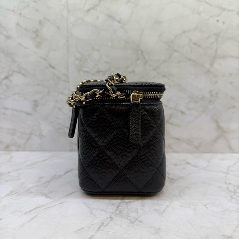 CHANEL黑淡金長盒子鍊條包/32-3