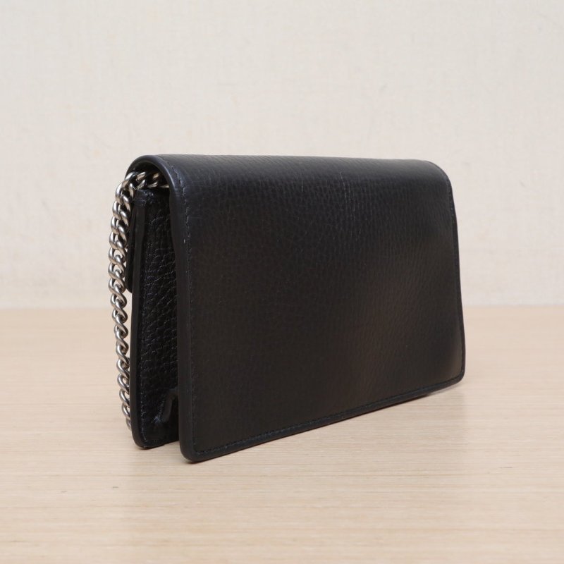 GUCCI Dionysus酒神超Mini16.5黑色牛皮銀扣鑽扣肩背包-4