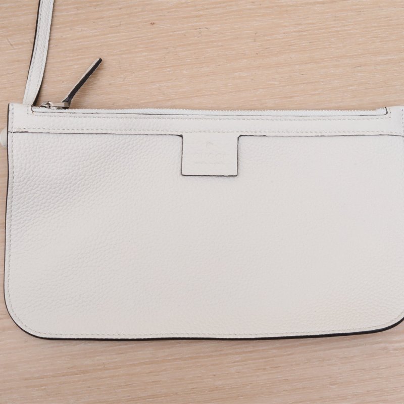 GUCCI 白色牛皮竹節抽繩全皮雙肩包肩背包-2